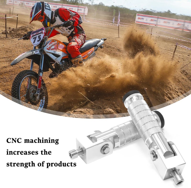 VUOZIP M8 Universal CNC Motorcycle Foot Pegs Degree Foldable Bike Pegs Aluminum Fit Electric Car Motorbike Scooter Mini Bike Ebike Dirt Bike Go Kart Honda Yamaha Suzuki Aprilia Super73 (Silver, Type A) - Image 3